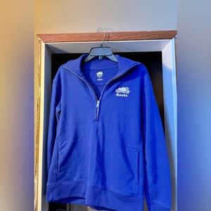 Roots Men's or Women’s Quarter Zip-Up Sweater in Blue
